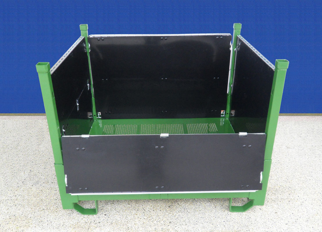Zinc Plated Metal Mesh Containers Anti Dust Rigid Mesh Pallet Cages