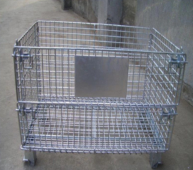 Industrial Heavy Duty Mesh Container Stackable Collapsible Rigid Pallet Containers